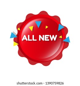 red banner with text all new. al new label,tag,sign. Designed for your web site design, logo, app, UI