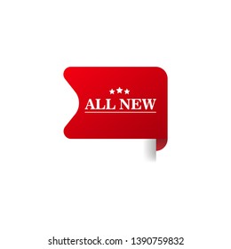 red banner with text all new. al new label,tag,sign. Designed for your web site design, logo, app, UI