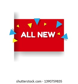 red banner with text all new. al new label,tag,sign. Designed for your web site design, logo, app, UI