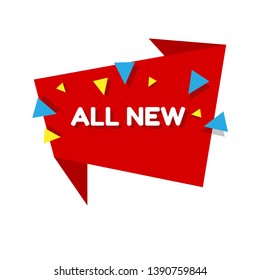red banner with text all new. al new label,tag,sign. Designed for your web site design, logo, app, UI