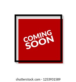 Red banner with text coming soon.coming soon emblem, label, badge,sticker, logo. Designed for your web site design, logo, app, UI