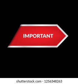 Red banner with text important.important emblem, label, badge,sticker, logo. Designed for your web site design, logo, app, UI
