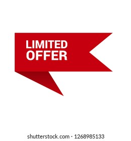 Red banner with text limited offer.limited offer emblem, label, badge,sticker, logo. Designed for your web site design, logo, app, UI - Vektor 