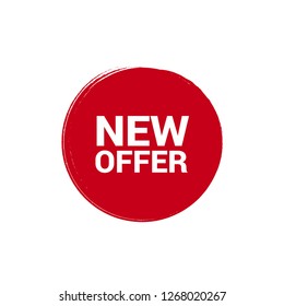 Red banner with text new offer.new offer emblem, label, badge,sticker, logo. Designed for your web site design, logo, app, UI - Vektor 