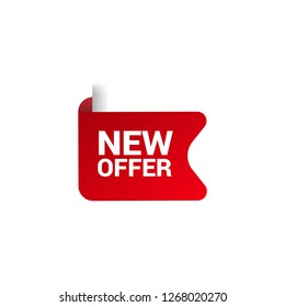 Red banner with text new offer.new offer emblem, label, badge,sticker, logo. Designed for your web site design, logo, app, UI - Vektor 