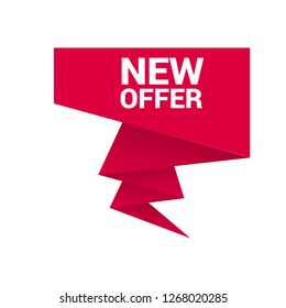 Red banner with text new offer.new offer emblem, label, badge,sticker, logo. Designed for your web site design, logo, app, UI - Vektor 