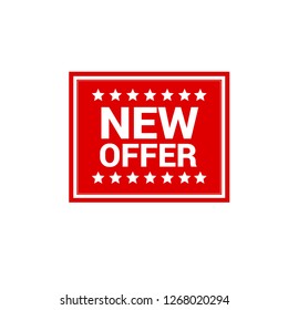 Red banner with text new offer.new offer emblem, label, badge,sticker, logo. Designed for your web site design, logo, app, UI - Vektor 