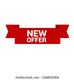 Red banner with text new offer.new offer emblem, label, badge,sticker, logo. Designed for your web site design, logo, app, UI - Vektor 