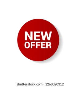 Red banner with text new offer.new offer emblem, label, badge,sticker, logo. Designed for your web site design, logo, app, UI - Vektor 