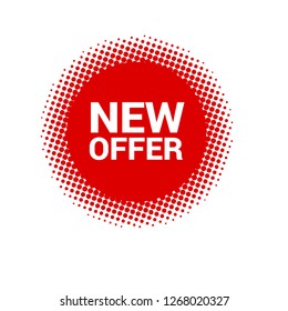 Red banner with text new offer.new offer emblem, label, badge,sticker, logo. Designed for your web site design, logo, app, UI - Vektor 