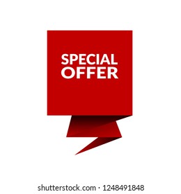 Red banner with text special offer.special offer emblem, label, badge,sticker, logo. Designed for your web site design, logo, app, UI