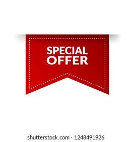 Red banner with text special offer.special offer emblem, label, badge,sticker, logo. Designed for your web site design, logo, app, UI