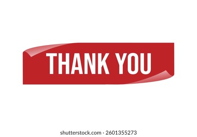 Red banner Thank you isolated on white background.