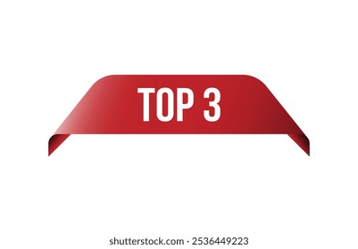 Red banner top 3 isolated on white background.