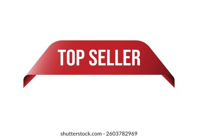Red banner top seller isolated on white background.