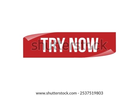 Red banner try now isolated on white background.