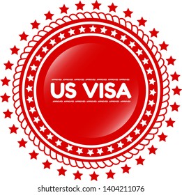 red banner us visa approved - label,sticker,tag 