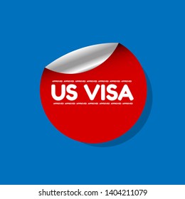 red banner us visa approved - label,sticker,tag 