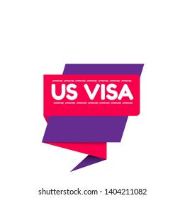 red banner us visa approved - label,sticker,tag 