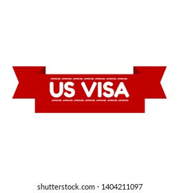 red banner us visa approved - label,sticker,tag 
