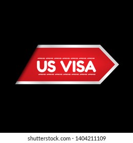 red banner us visa approved - label,sticker,tag 