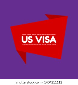 red banner us visa approved - label,sticker,tag 