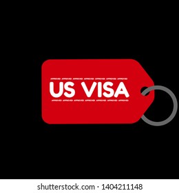 red banner us visa approved - label,sticker,tag 