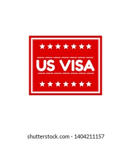 red banner us visa approved - label,sticker,tag 