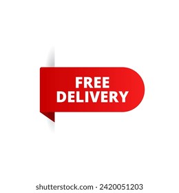 Red banner vector page side label free delivery