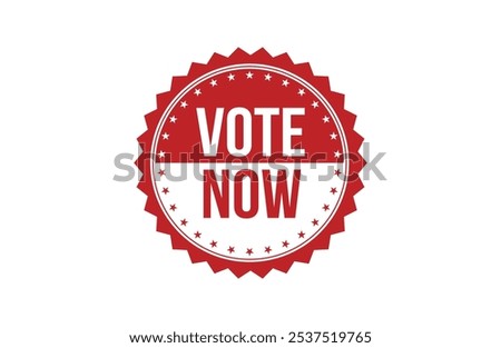Red banner Vote now isolated on white background.