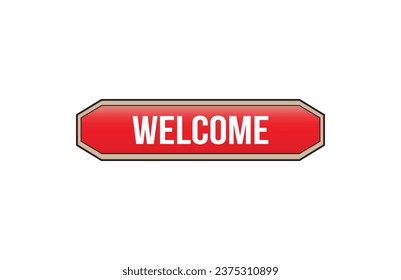 Red banner Welcome on white background.