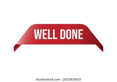Red banner well done isolated on white background.