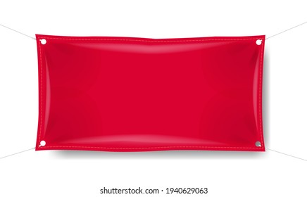 Banner Vermelho Com Plano De Fundo Branco Com Malha De Gradiente, Ilustração De Vetor