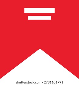 rotes Banner mit weißen horizontalen Linien und weißem Dreieck unten