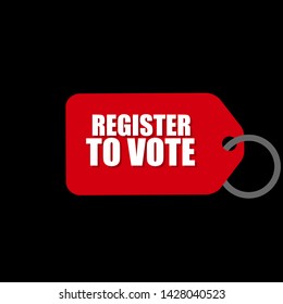 red banner with white text register to vote