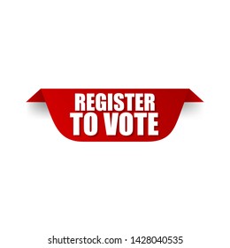 red banner with white text register to vote