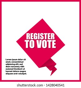 red banner with white text register to vote
