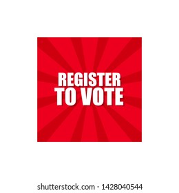 red banner with white text register to vote
