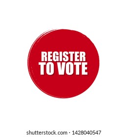 red banner with white text register to vote