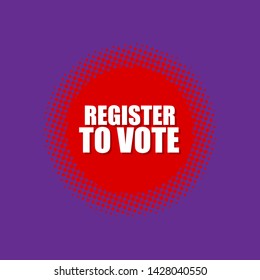 red banner with white text register to vote