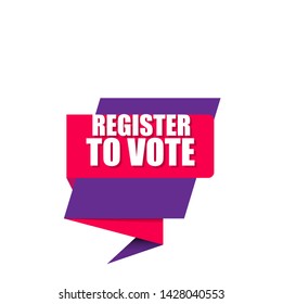 red banner with white text register to vote