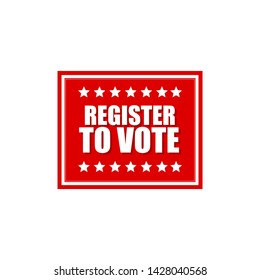red banner with white text register to vote