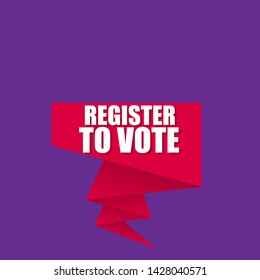 red banner with white text register to vote