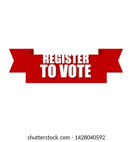 red banner with white text register to vote