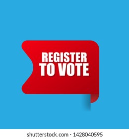 red banner with white text register to vote