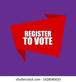 red banner with white text register to vote