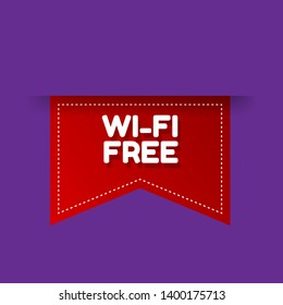 red banner wi-fi free - label,sticker,tag 