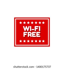 red banner wi-fi free - label,sticker,tag 