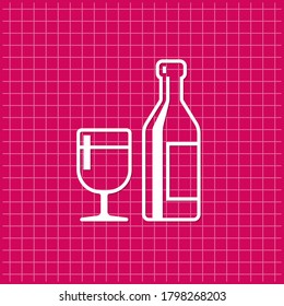 Red banner with wine icon. Vector illustration