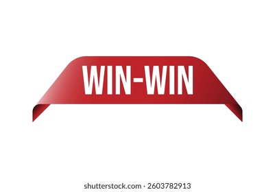 Red banner win-win isolated on white background.